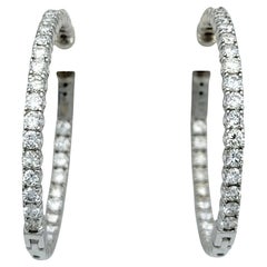 Boucles d'oreilles en or blanc 14 carats avec diamants ronds de 2,68 carats (Inside-Out)