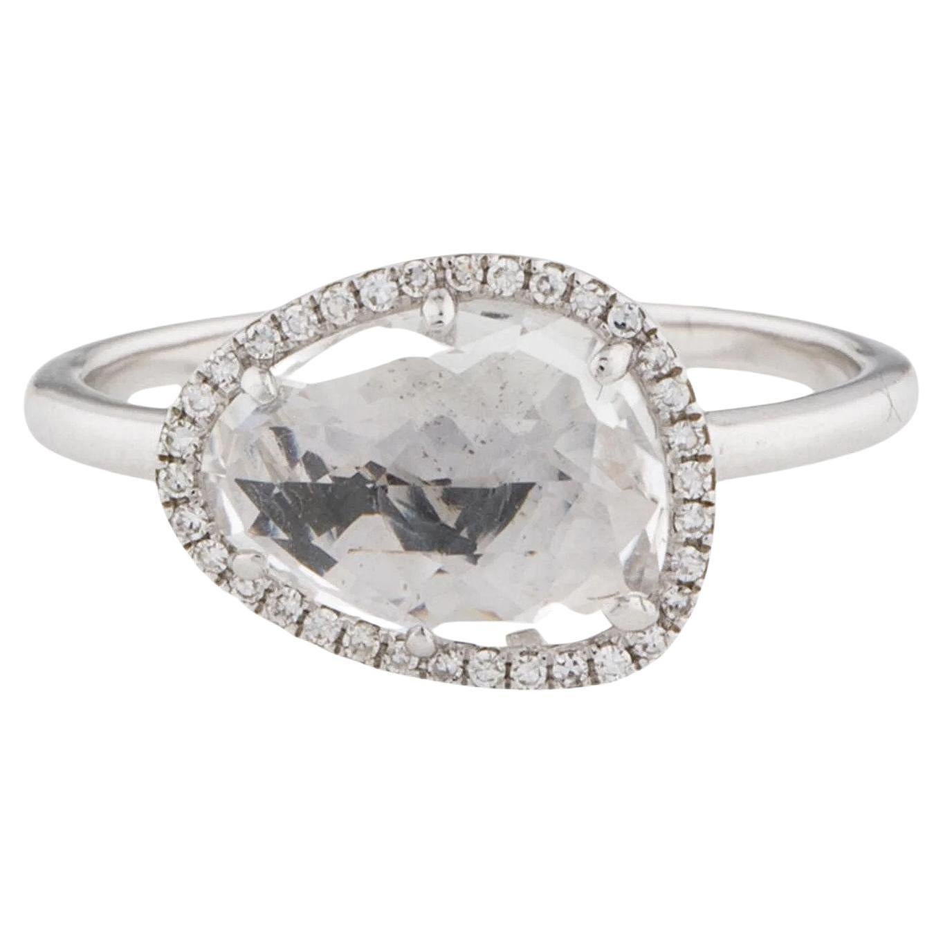 2.68 Carat White Topaz & Diamond White Gold Ring