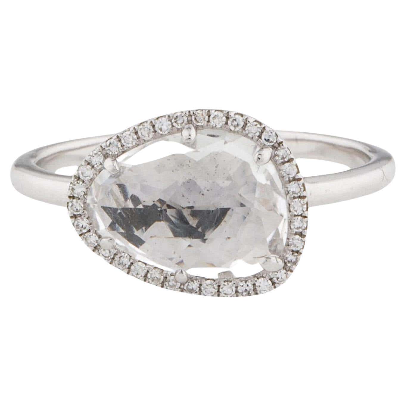 2.68 Carat White Topaz and Diamond White Gold Ring For Sale at 1stDibs