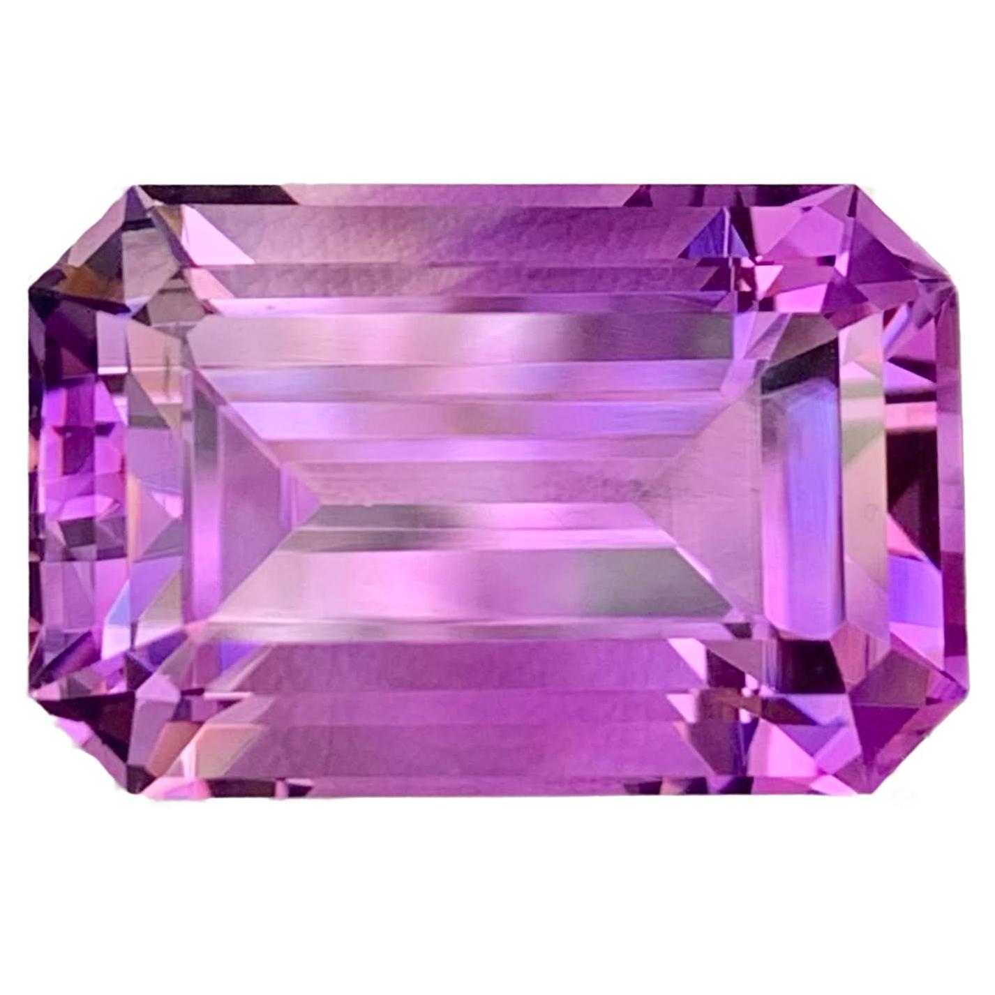 26.80 Carat Natural Loose Purple Amethyst Stone Emerald Cut Brazilian Gemstone For Sale