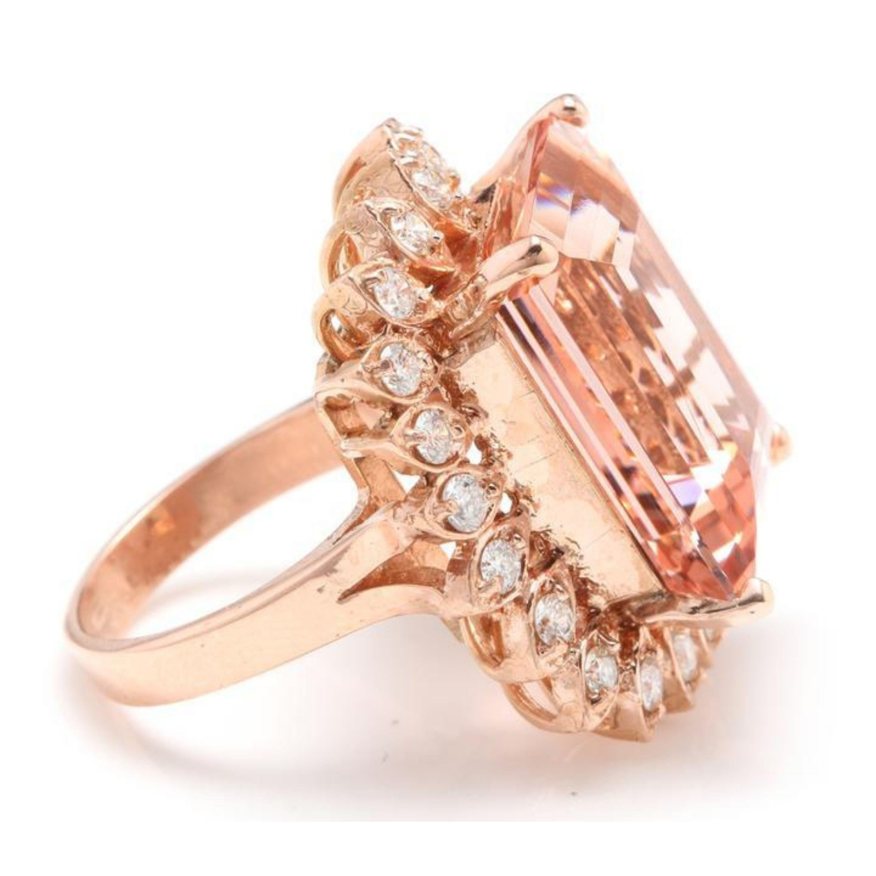 26.80 Carat Exquisite Natural Peach Morganite and Diamond 14 Karat Solid Gold In New Condition For Sale In Los Angeles, CA