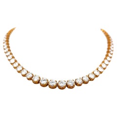 26,82 Karat Runder Brillant G VS Diamant 18 Karat Gelbgold Riviera Halskette