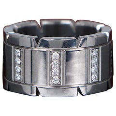 26826 Cartier Tank Francaise 18K White Gold Diamond 11mm Wide Ring Band #51 5.75