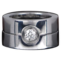 26827 Cartier Love 18K White Gold 0.30ct Diamond 10.8mm Wide Ring Band #48 4.5