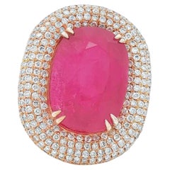 26,88 ctw Mid-Century Burmese Ruby & Diamant 18K Gelbgold Ring