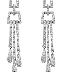 2.68Carat Cubic Zirconia Sterling Silver Art Deco Style Chandelier Drop Earrings