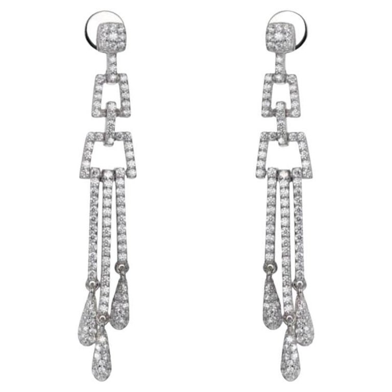 2.68Carat Cubic Zirconia Sterling Silver Art Deco Style Chandelier Drop