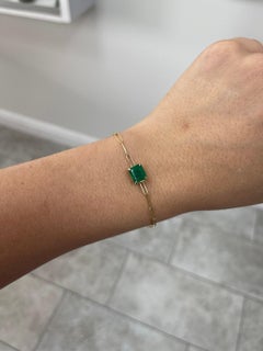 2.68ct Emerald Cut Emerald Solitaire Bracelet – 14K Gold Elegant East-West Pape