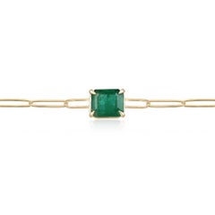 2.68ct Emerald Cut Emerald Solitaire Bracelet – 14K Gold Elegant East-West Pape