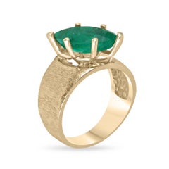 2.68ct Marquise Cut Colombian Emerald with 6 Prong Gold Solitaire Ring
