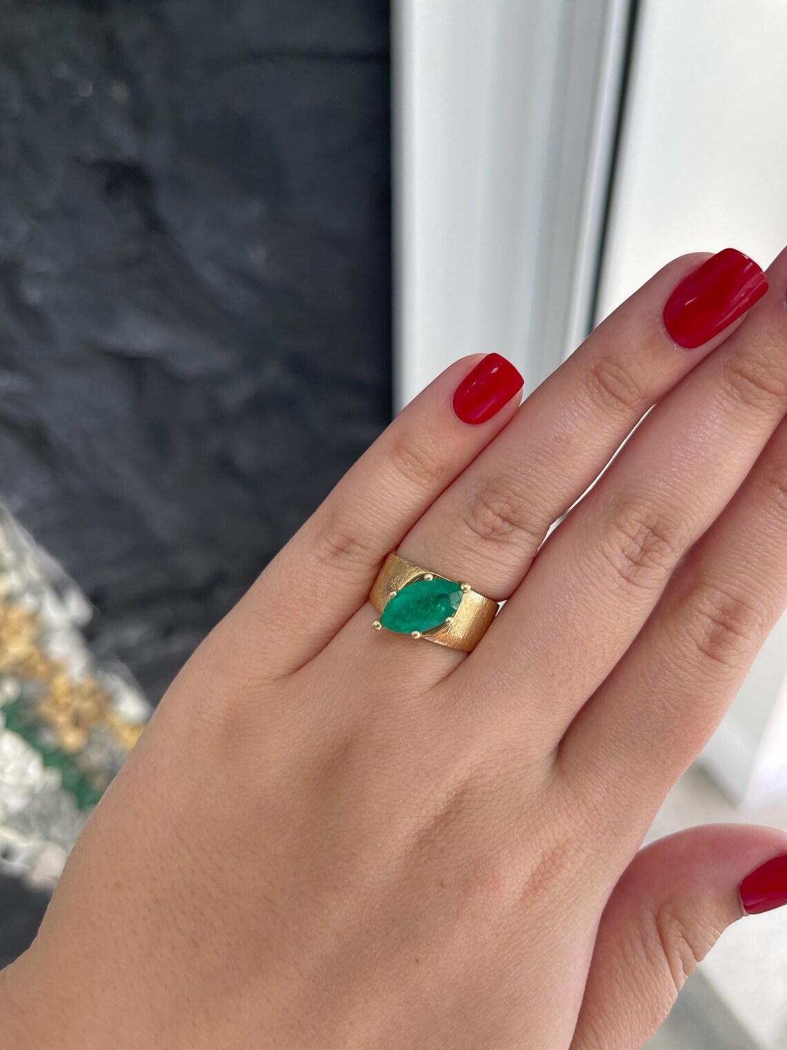 2,68ct Marquise Schliff kolumbianischen Smaragd mit 6 Zacken Gold Solitär Ring Damen im Angebot