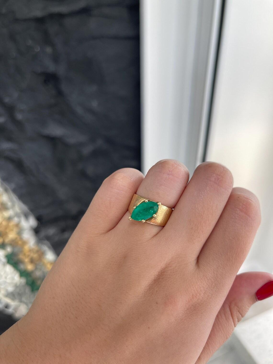2,68ct Marquise Schliff kolumbianischen Smaragd mit 6 Zacken Gold Solitär Ring im Angebot 1