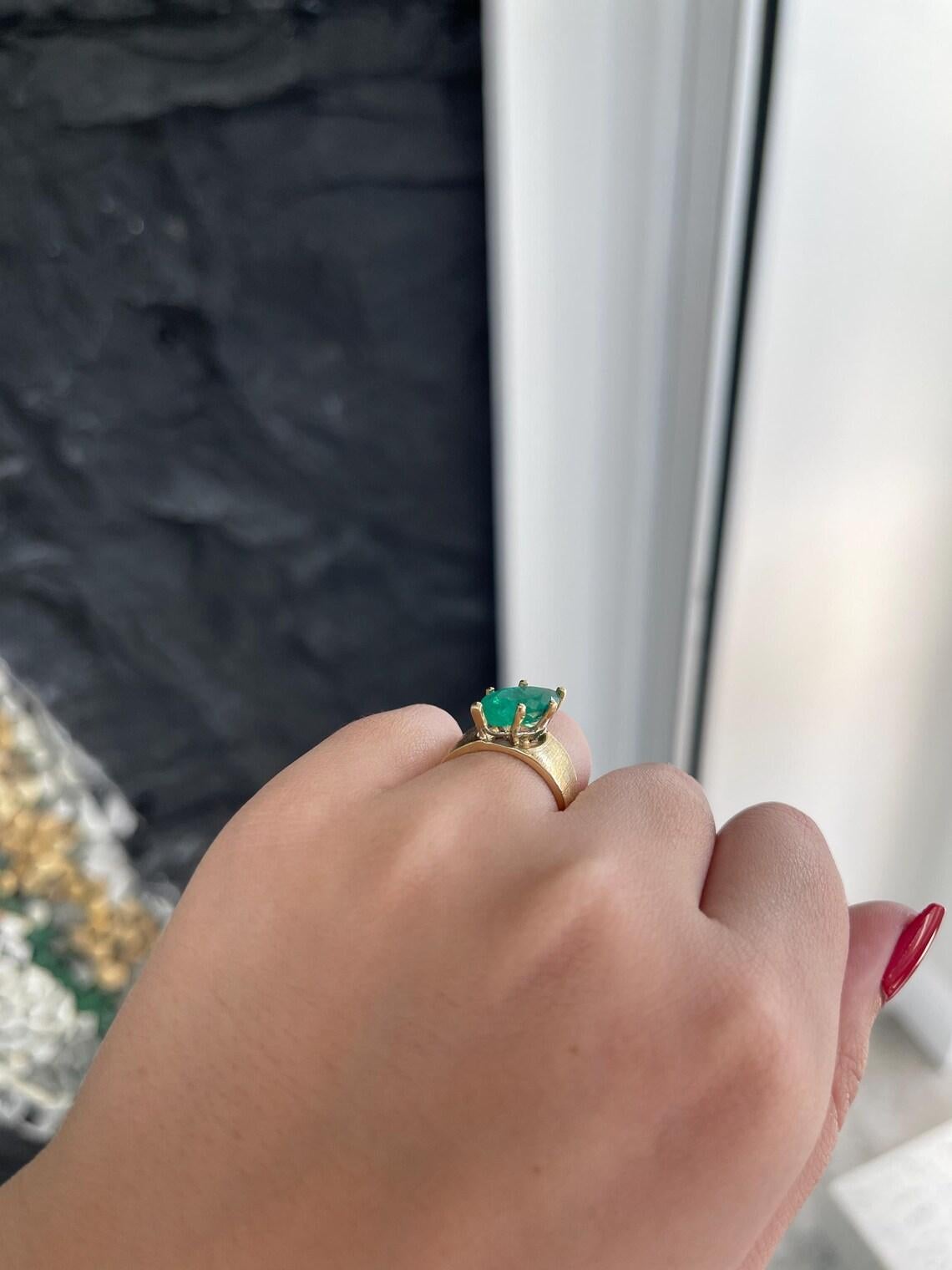 2,68ct Marquise Schliff kolumbianischen Smaragd mit 6 Zacken Gold Solitär Ring im Angebot 2