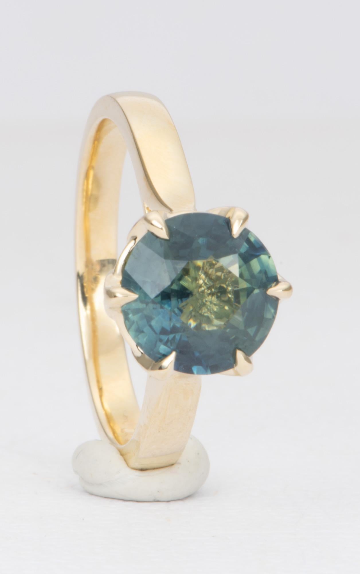 2.68 Carat Round Sapphire Ring 14 Karat Yellow Gold Solitaire AD1540-3 In New Condition In Osprey, FL