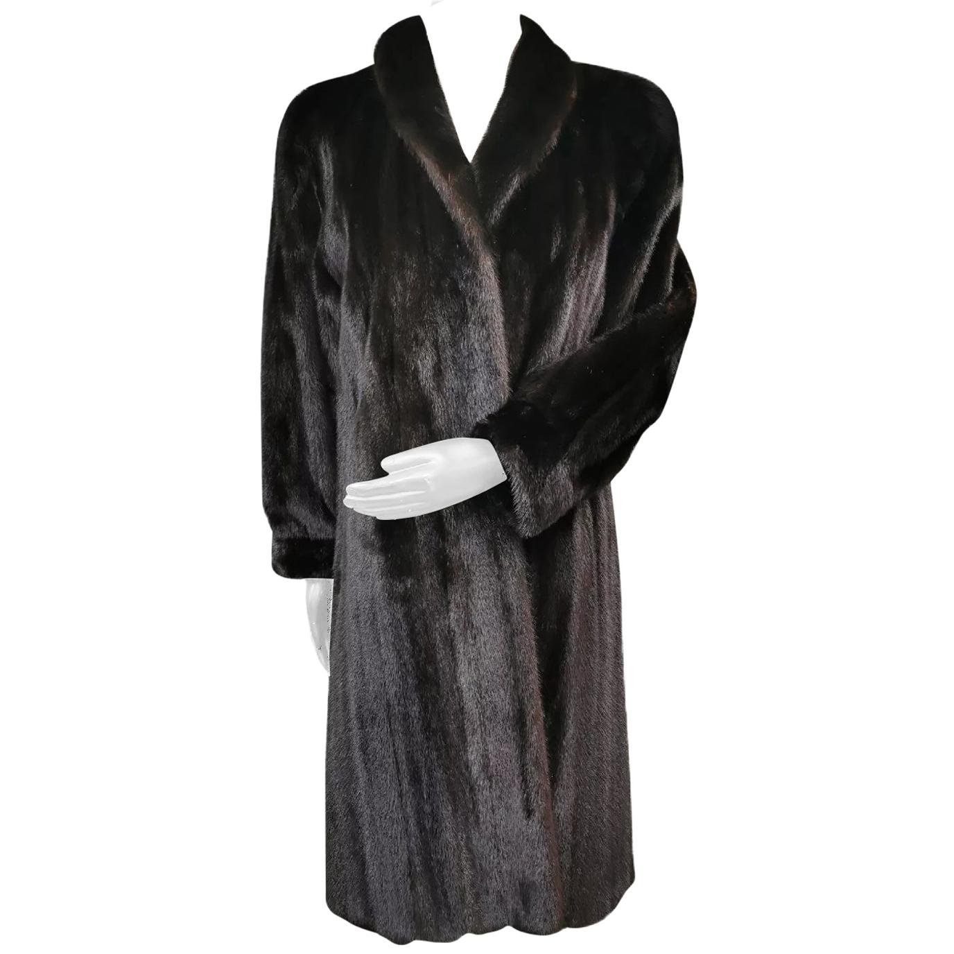 269  black diamond mink fur coat size 10 For Sale