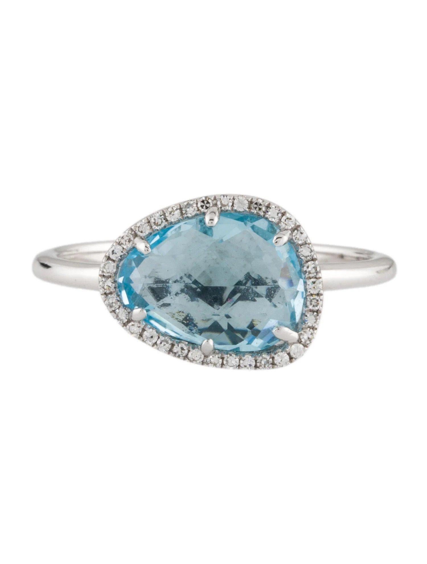 Dieser Ring aus Blautopas und Diamant ist ein atemberaubendes und zeitloses Accessoire, das jedem Outfit einen Hauch von Glamour und Raffinesse verleihen kann. 

Dieser Ring besteht aus einem 2,69 Karat Blautopas (12 x 9 MM) mit einem Diamant-Halo,