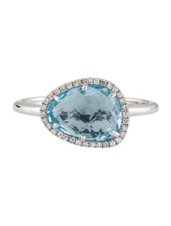 2.69 Carat Blue Topaz & Diamond White Gold Ring