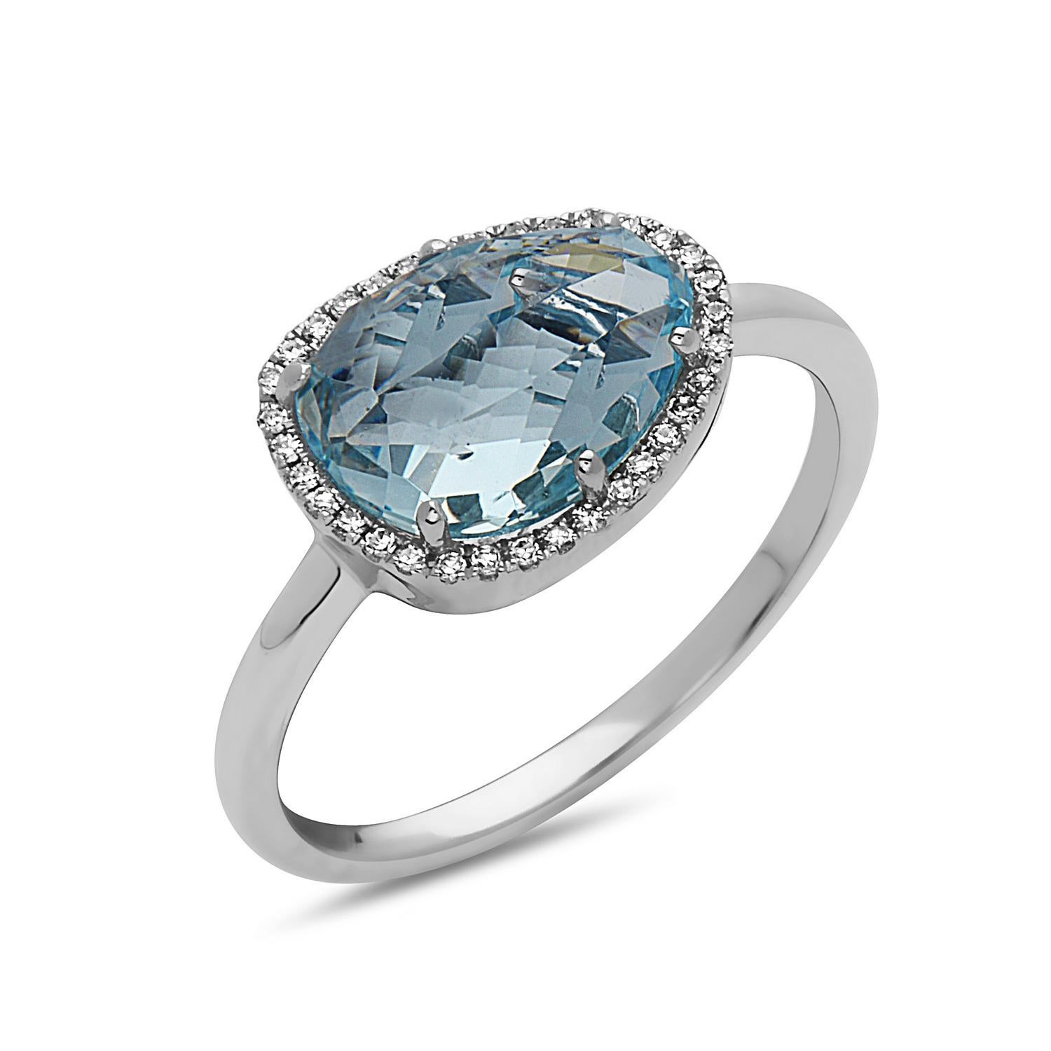 Anello in oro bianco con topazio blu e diamanti da 2,69 carati in vendita 2