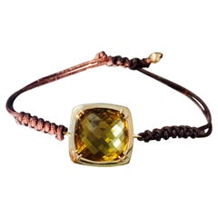 Bracelet souple en or jaune 14 carats avec citrine cognac de 26,9 carats