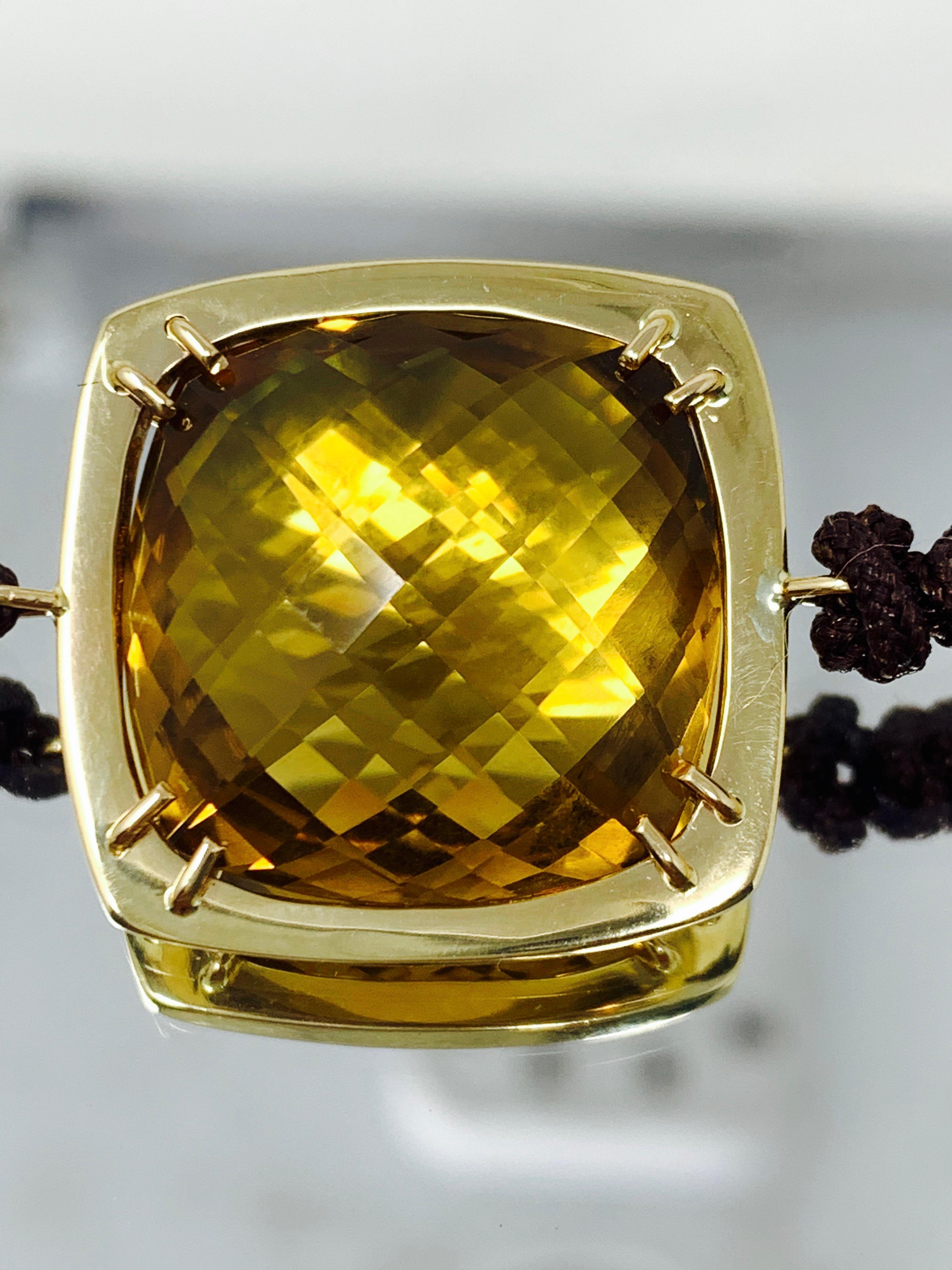Contemporain Bracelet souple en or jaune 14 carats avec citrine cognac de 26,9 carats en vente