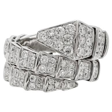 For Sale:  2.69 Carat Diamond 18k White Gold Snake Ring
