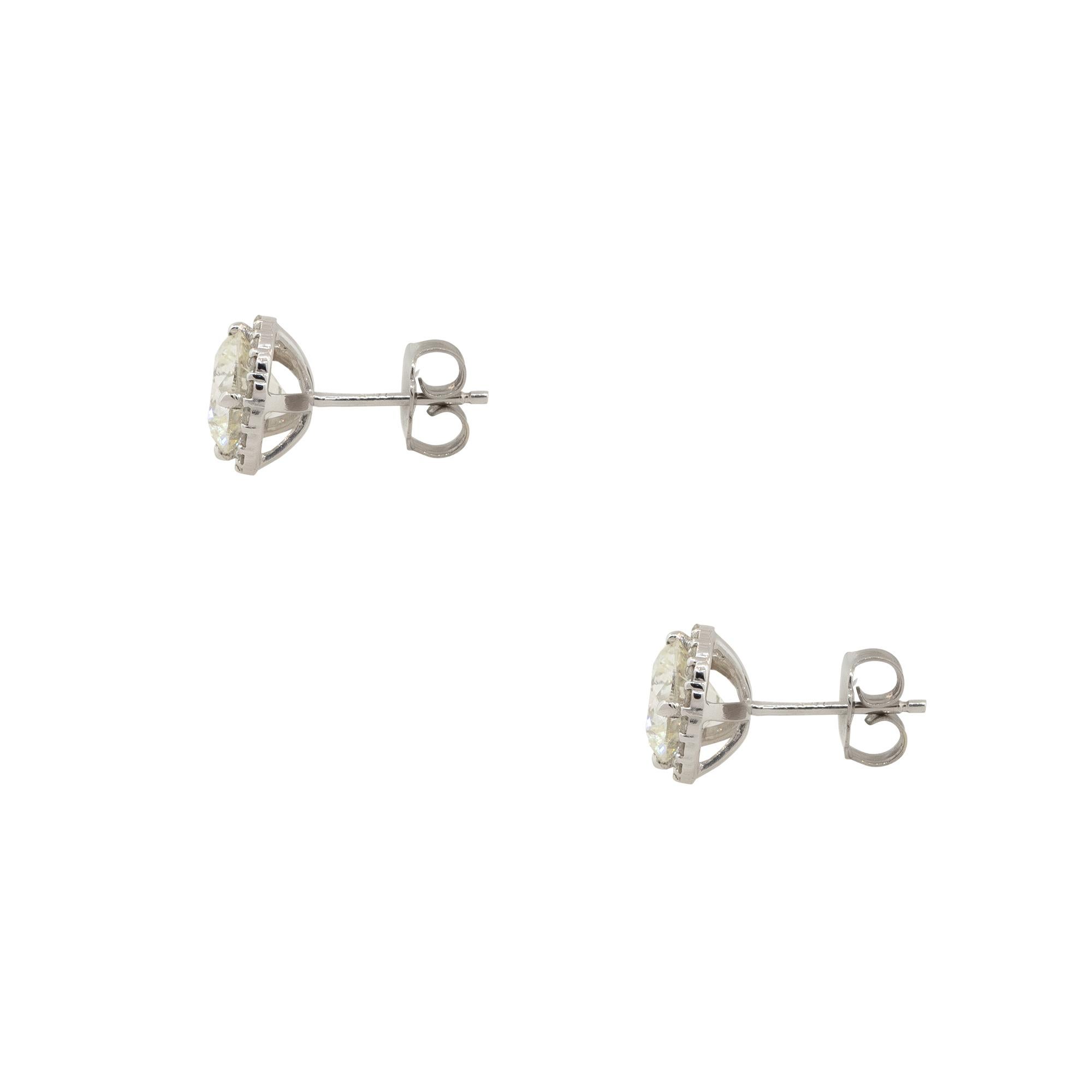 2.69 Carat Halo Diamond Stud Earrings 14 Karat In Stock In Excellent Condition For Sale In Boca Raton, FL