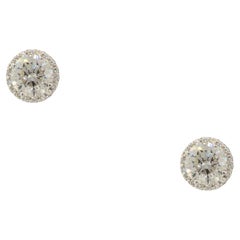 Pendientes de Diamante Halo Natural 2.69 Quilates 14 Kilates En Stock