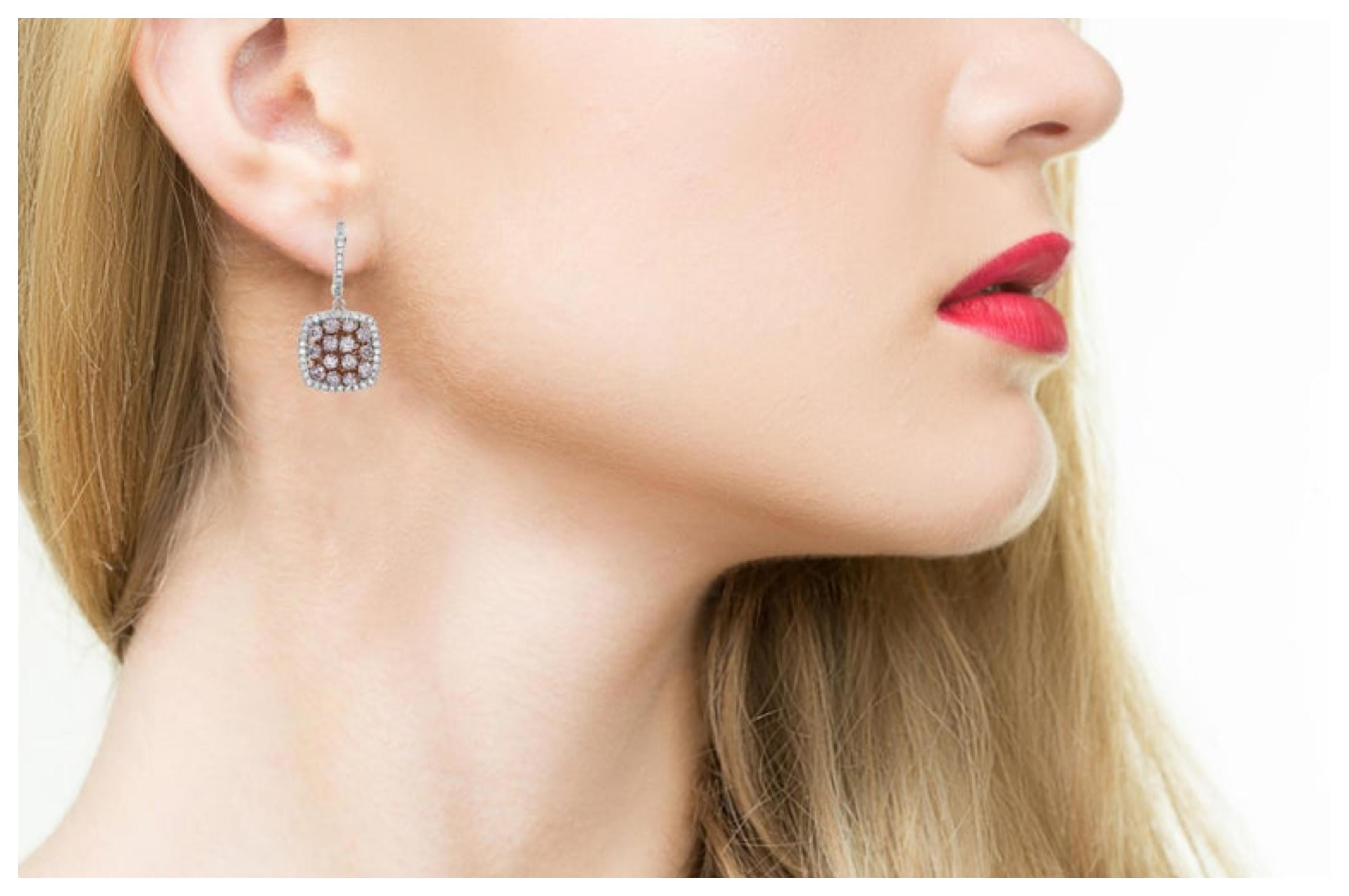 Contemporary 2.69 Carat Natural Pink Diamond Earrings