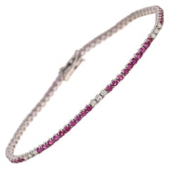 2.69 Carat Natural Pink Sapphire Diamond 14 Karat White Gold Bracelet