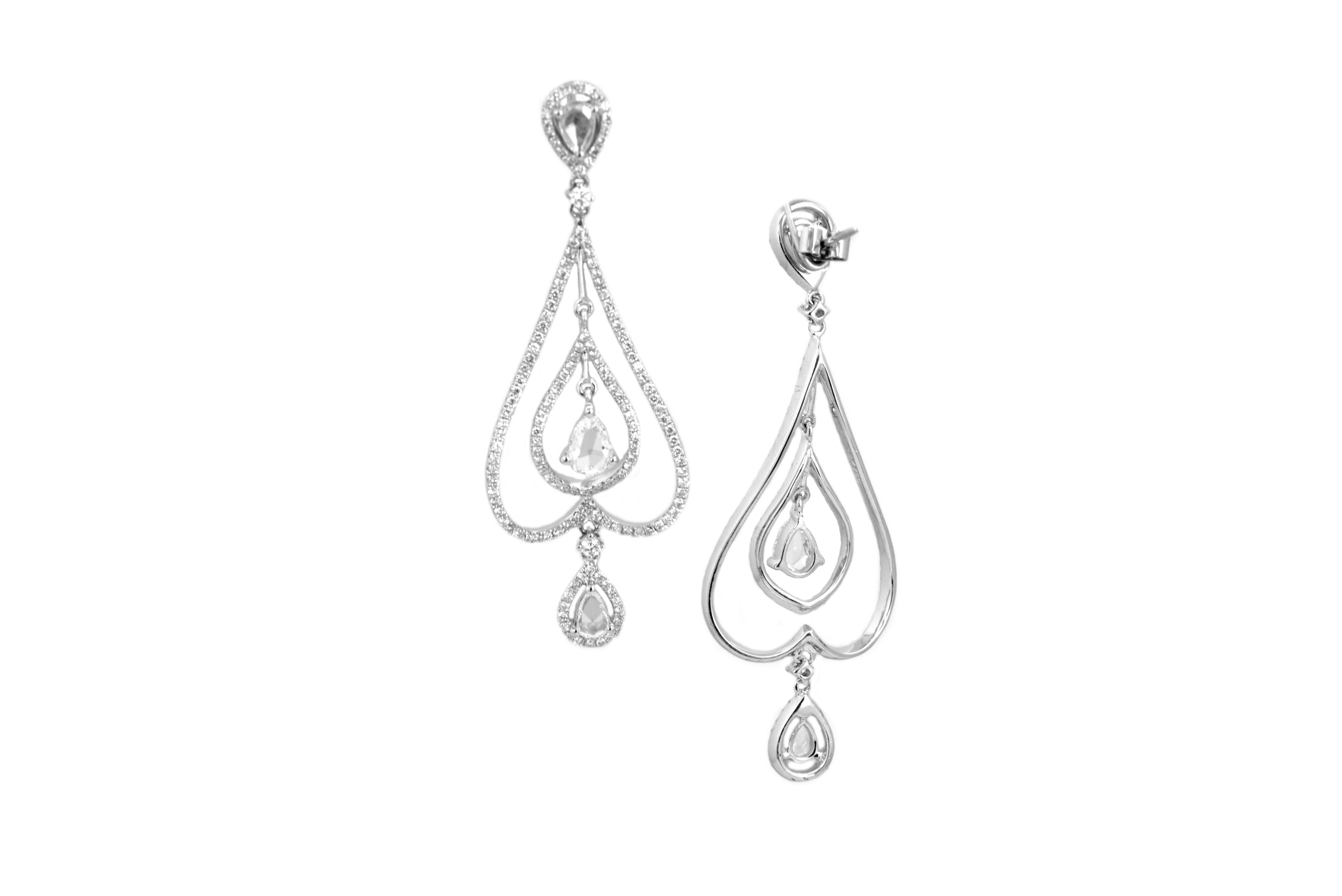 This earring has 6 Rose Cut diamonds - all of which are between 20 and 25 pointers in VVS quality.
