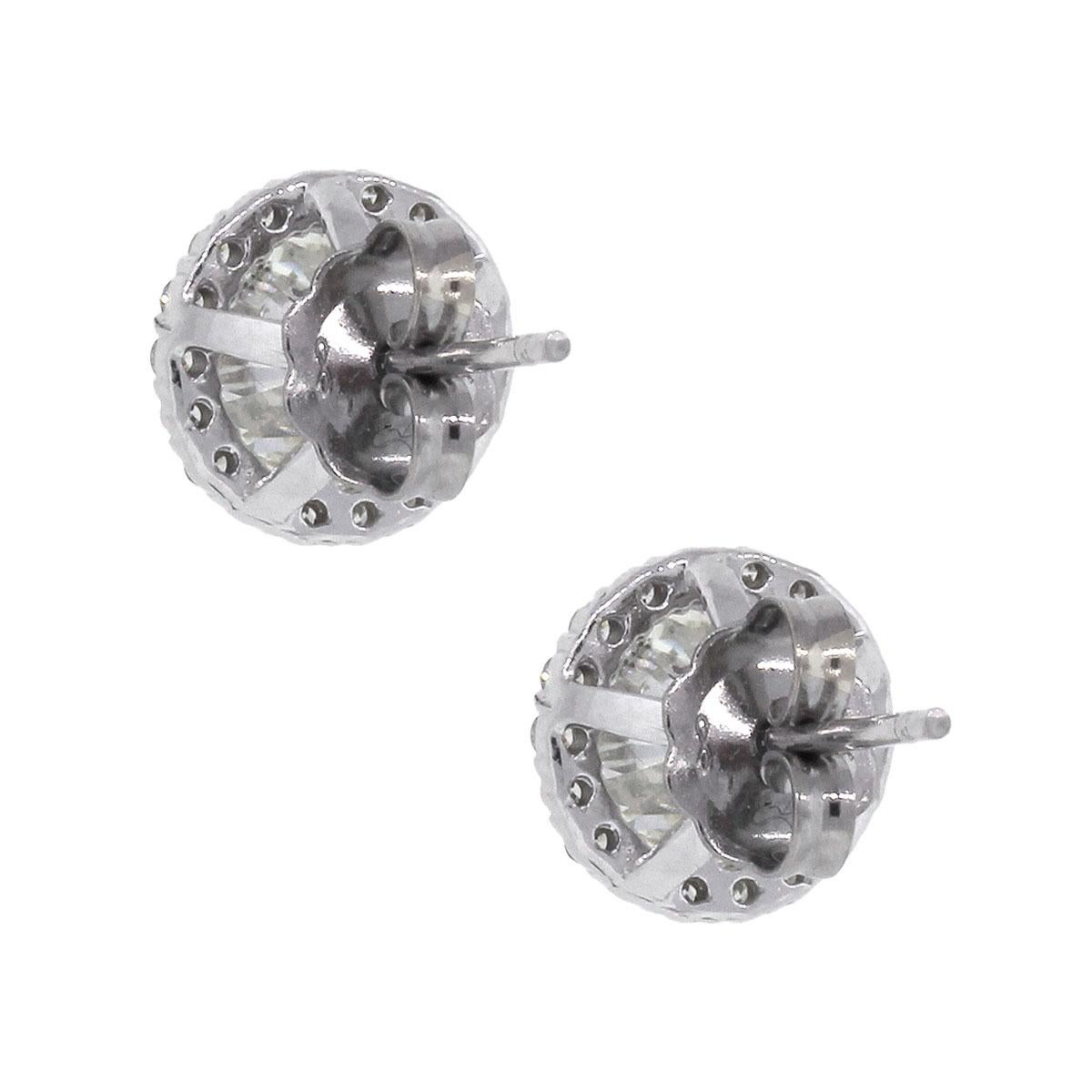 Round Cut 2.69 Carat Round Diamond Halo Stud Earrings