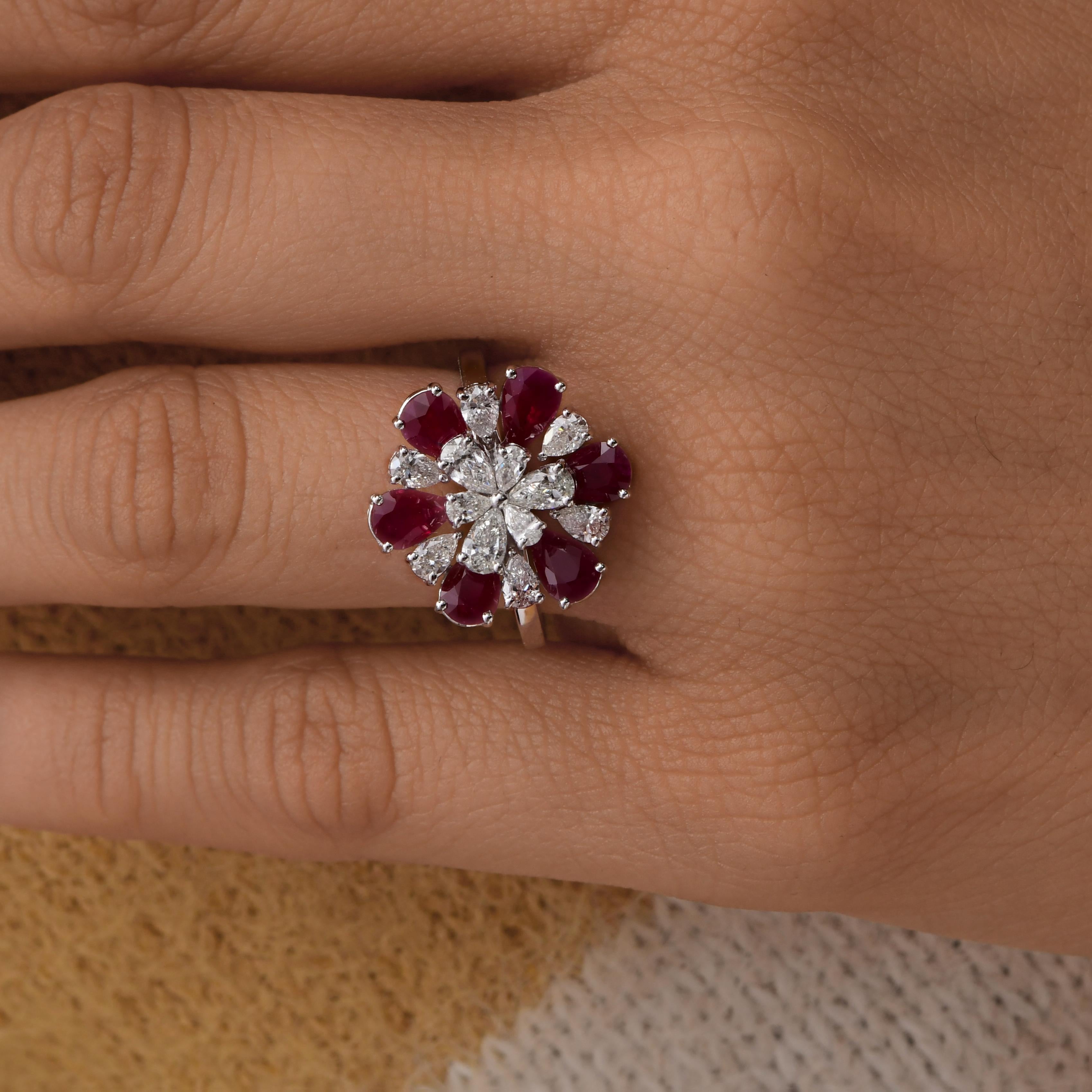 2,69 Karat Rubin Edelstein 1,04 Karat SI/H Diamant Ring 18 Karat Weißgold Damen im Angebot