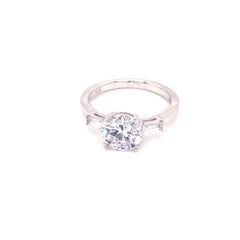 2.69 Carat Solitaire & Tapered Baguette Cubic Zirconia Designer Engagement Ring