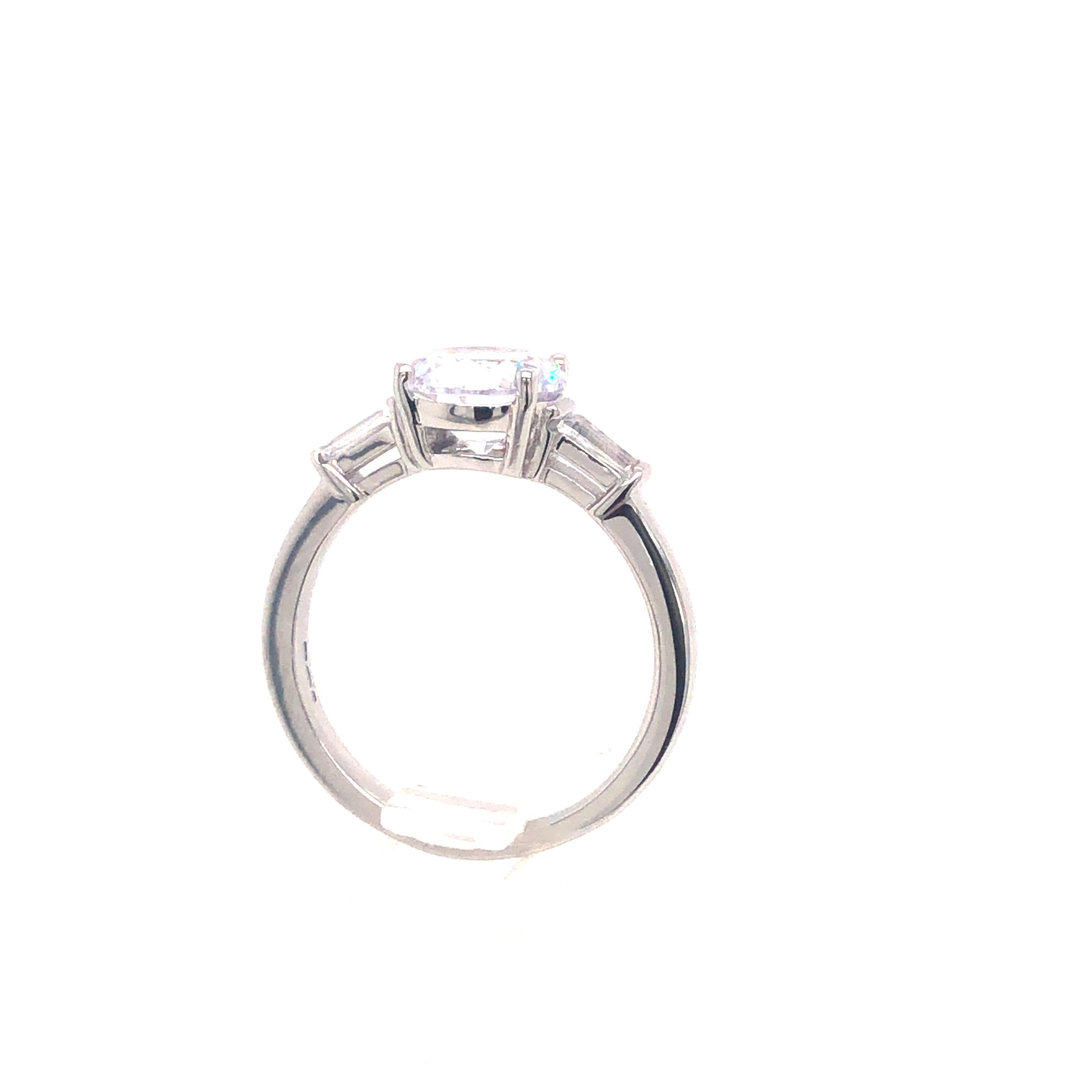 2.69 Carat Solitaire & Tapered Baguette Cubic Zirconia Designer Engagement Ring For Sale 1