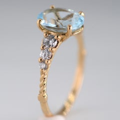 2.69 Carat Topaz and Diamond 18k Yellow Gold Handmade Cocktail Ring