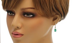 Pendientes de gota de oro amarillo de 18 quilates con esmeralda colombiana natural de 2,69 quilates y diamantes de 0,62 quilates
