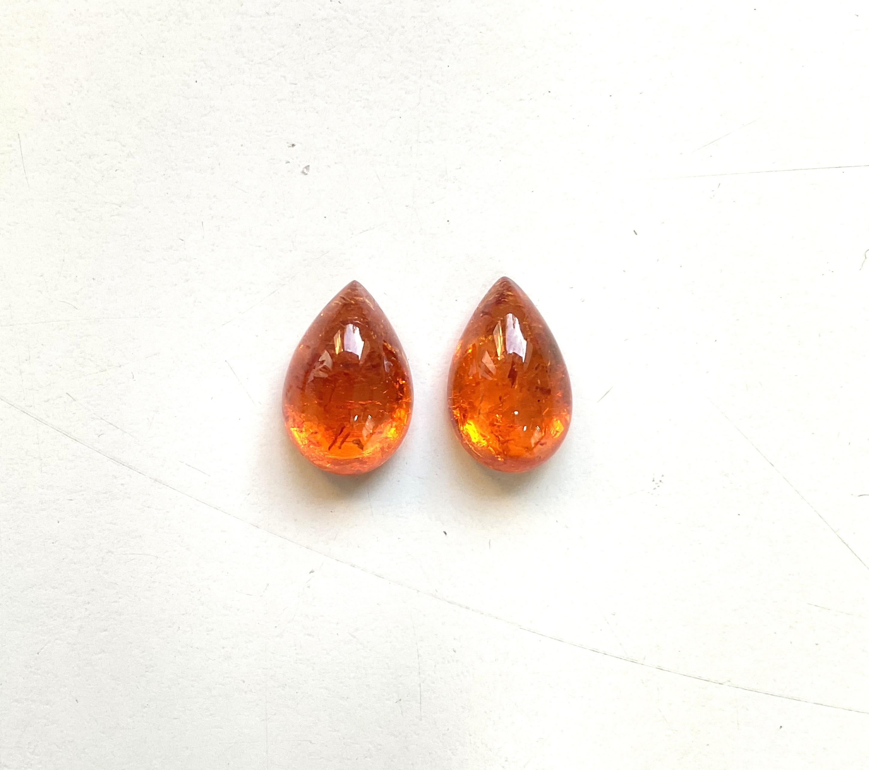 da uomo o donna 26,90 Carati di Granato Fanta Spessartite Pera 2 Pezzi Gemma Naturale di Alta Qualità in vendita