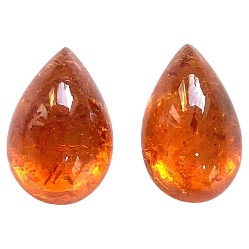 26.90 Carats Fanta Spessartite Garnet Pear 2 Pieces Top Quality Natural Gemstone