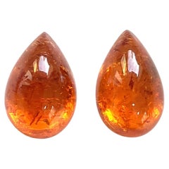 26.90 Carats Fanta Spessartite Garnet Pear 2 Pieces Top Quality Natural Gemstone