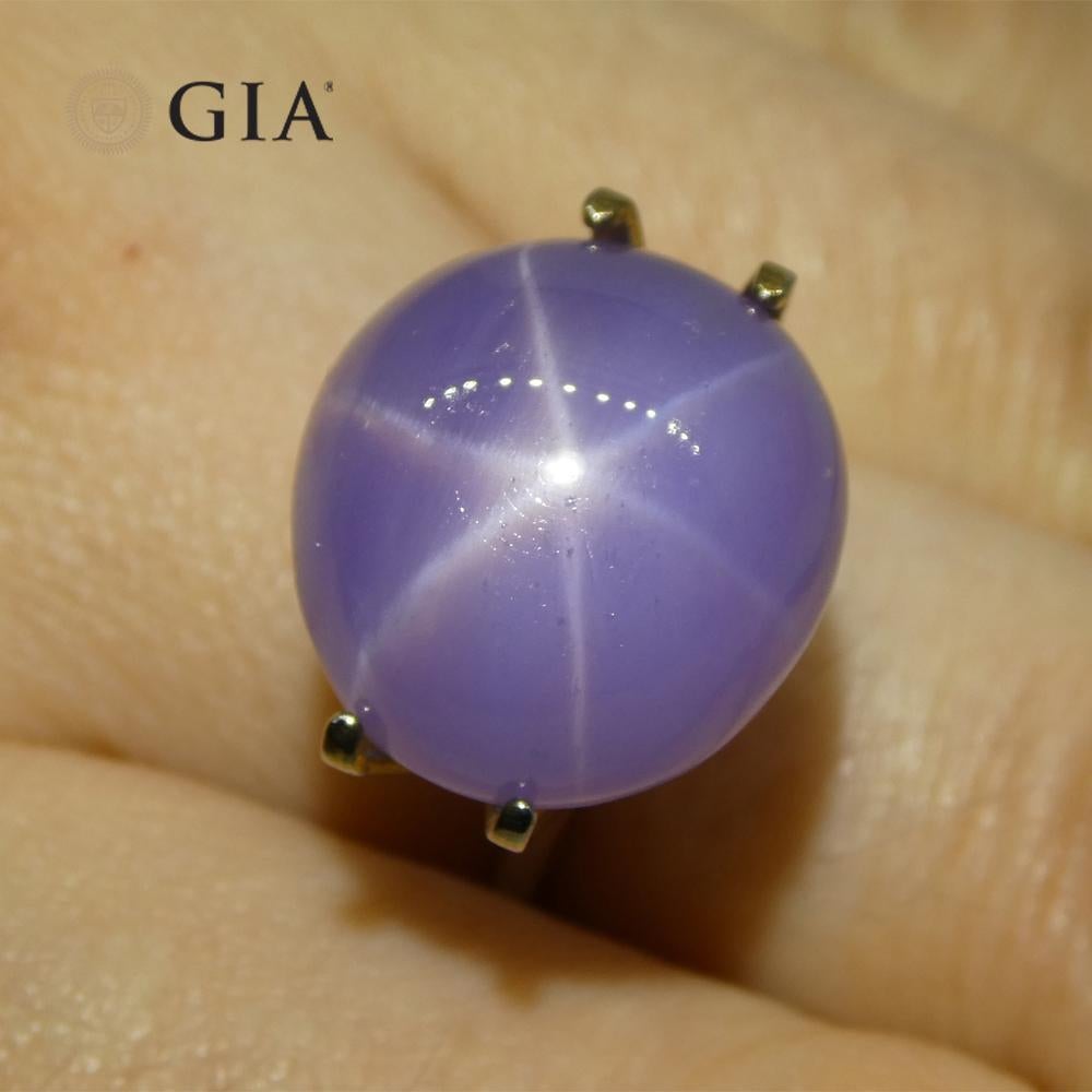 Women's or Men's 26.92ct Oval Double Cabochon Violetish Blue to Purple Star Sapphire GIA Certifie For Sale