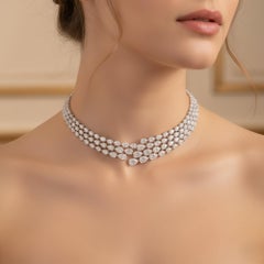 26,93 CTW SI/H Diamante Ampio Girocollo Nuziale Regalo Oro Bianco 18 Karati