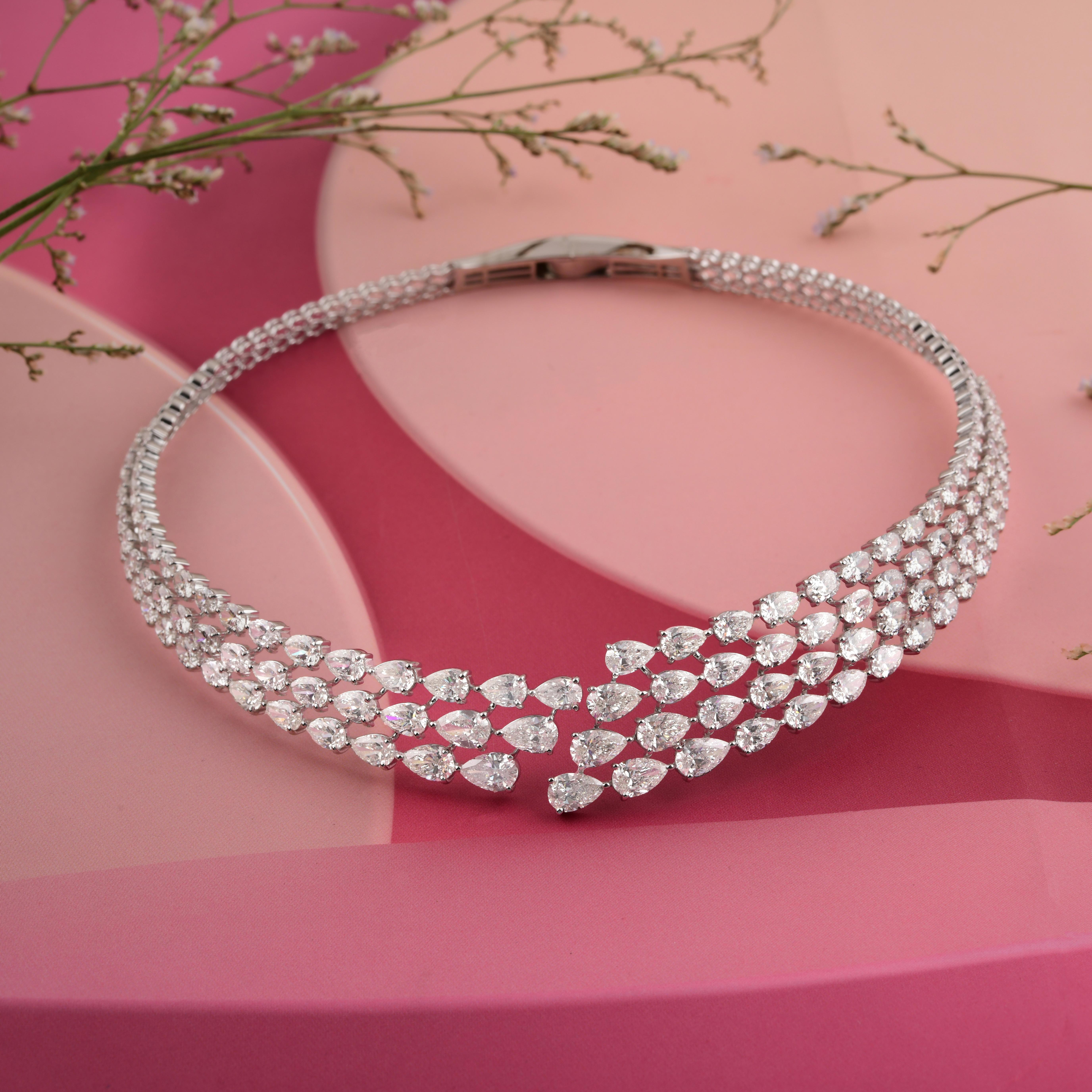 26,93 CTW SI/H Diamante Ampio Girocollo Nuziale Regalo Oro Bianco 18 Karati In condizioni Nuovo in vendita a Diera, Dubai