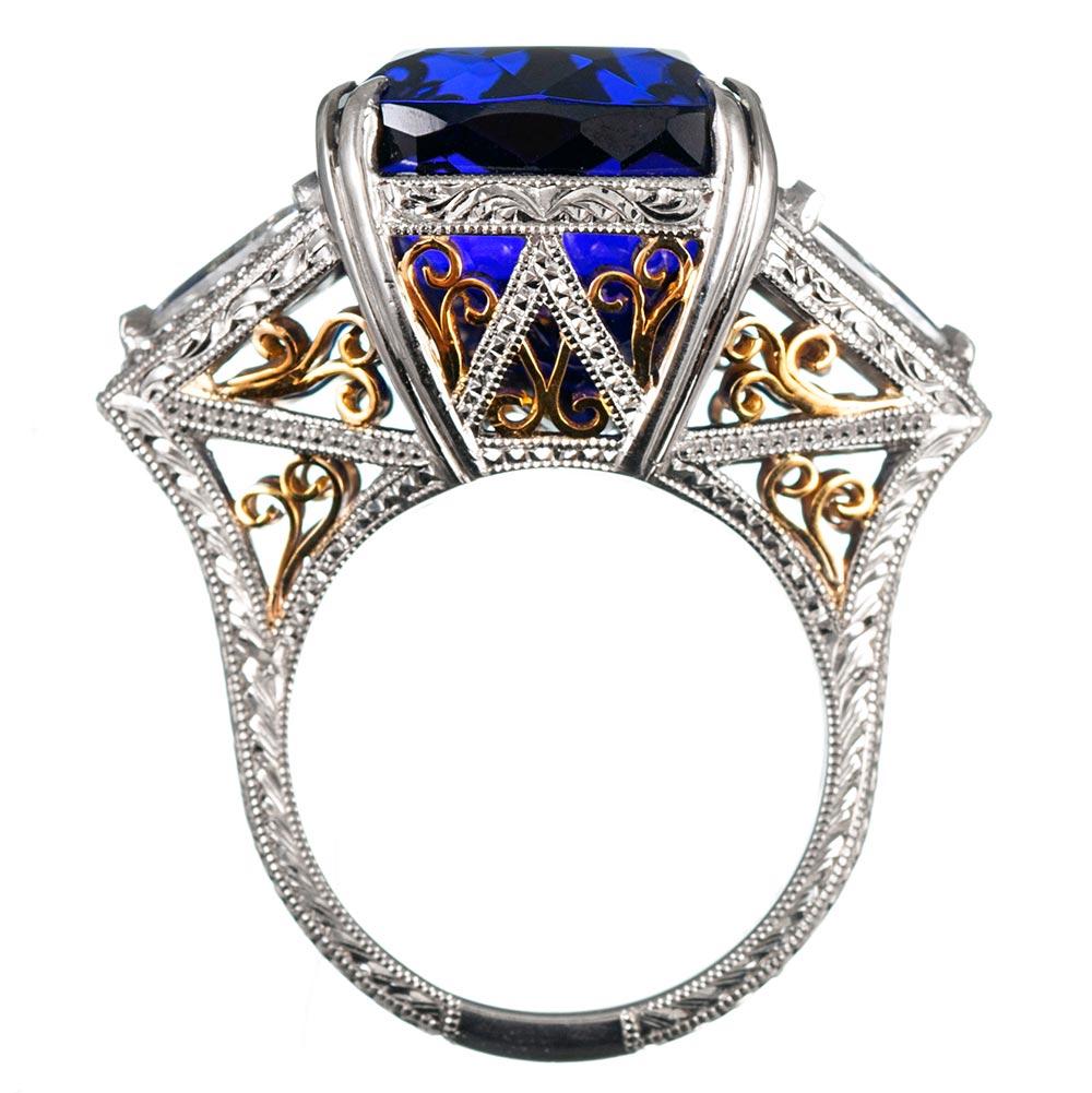 26.96 Carat Tanzanite and Diamond Ring In Good Condition For Sale In Carmel-by-the-Sea, CA
