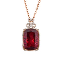 Sunita Nahata Rubellite 26.99ct. Tourmaline Pendant in 18KYG with Diamond.