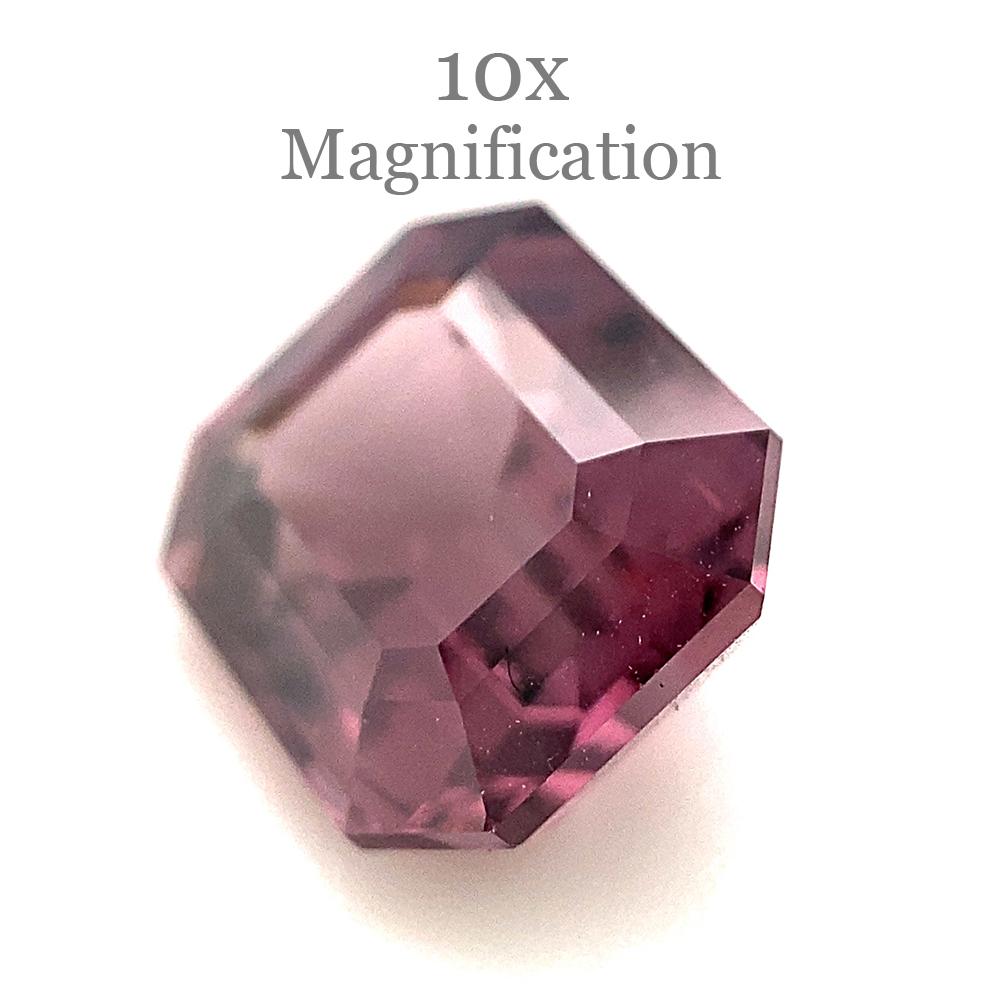 Description:

Gem Type: Spinel
Number of Stones: 1
Weight: 2.69 cts
Measurements: 8.34 x 7.15 x 4.82 mm
Shape: Octagonal/Emerald Cut
Cutting Style Crown: Step Cut
Cutting Style Pavilion: Step Cut
Transparency: Transparent
Clarity: Very Slightly