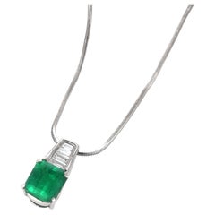 2,69vKarat natürlicher kolumbianischer Smaragd und Diamant-Anhänger aus Platin