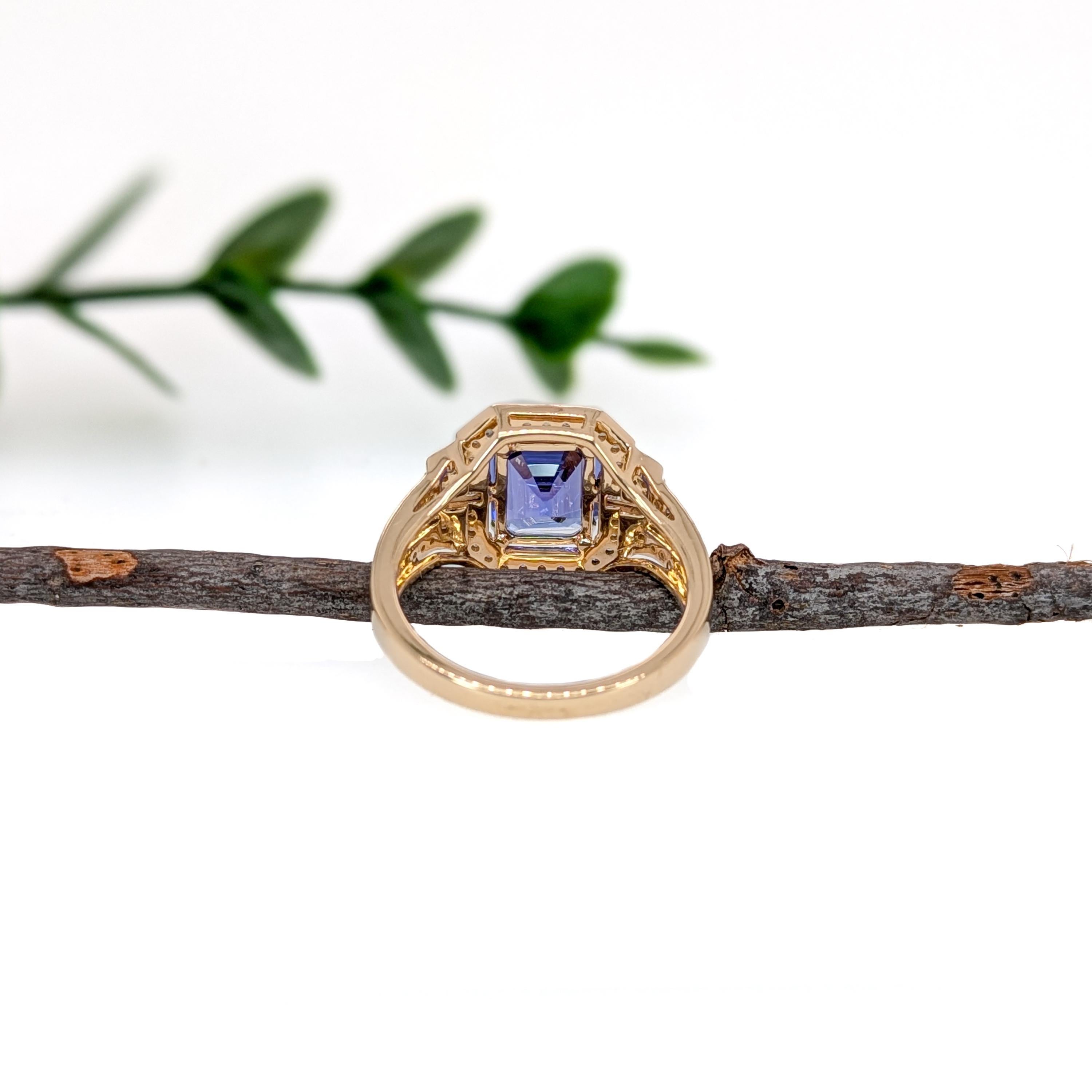 2.6ct Bespoke Tanzanite Ring w Baguette Diamonds in Solid 14K Gold  EM 9x7 In New Condition For Sale In Columbus, OH