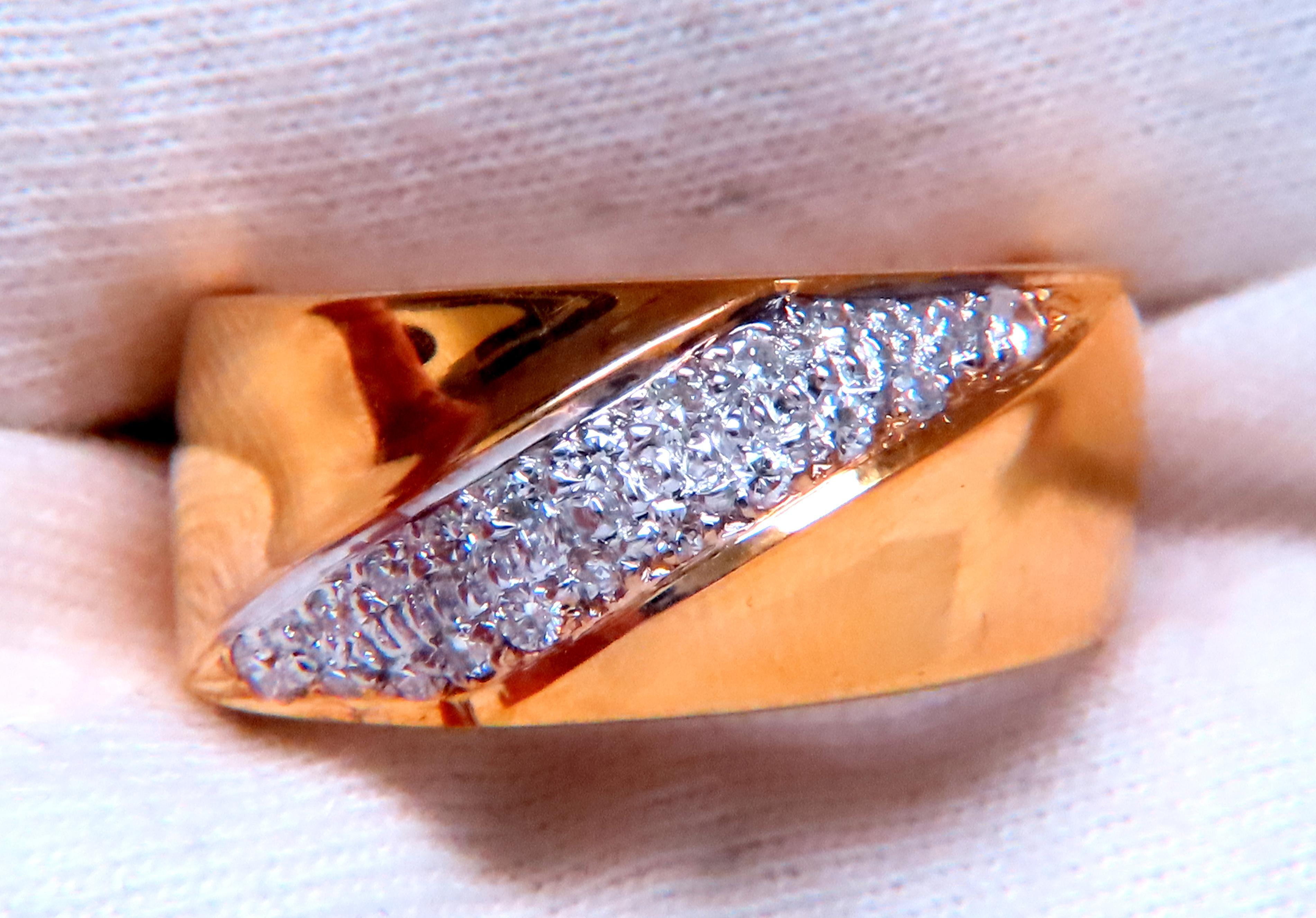 Women's or Men's .26ct natural diamond slant band ring 14kt gold 12421 For Sale