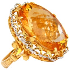 26ct natural golden yellow checkerboard cut citrine ring 18kt 3d braid link dec