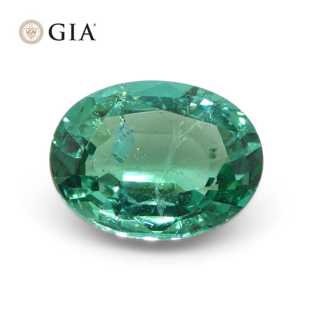 Oval Cut 2.6ct Oval Green Emerald GIA Certified Zambia For Sale